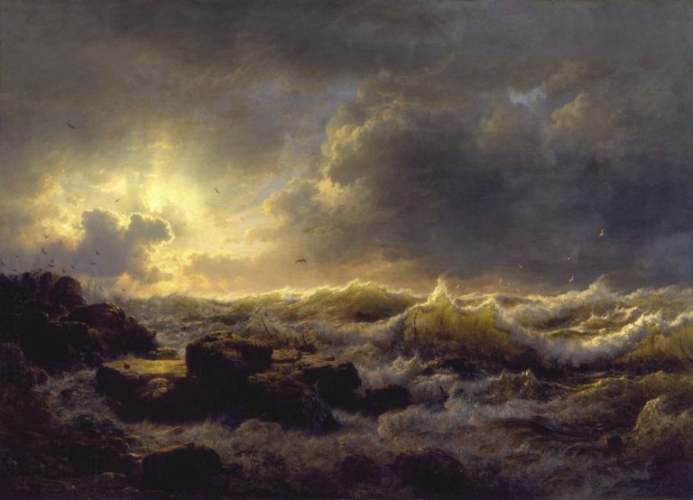 A painting of rough seas is shown in this file photo.